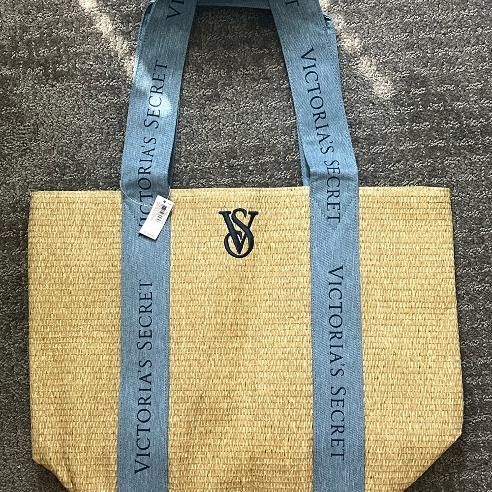 Victoria's Secret Blue and Tan Tote Bag with Summer Vibe